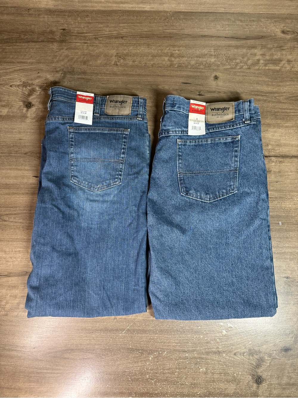 (2) Wrangler Authentics Mens Jeans 40x29 Regular Straight NWT Blue 2 Pair